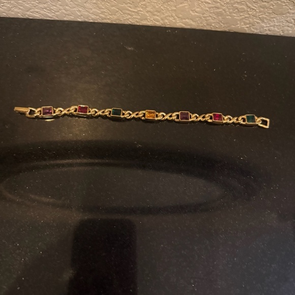 Vintage Gold Authentic Swan Swarovski Multi Crystals Bracelet - Picture 3 of 8